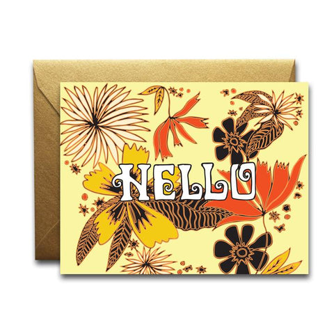 Hello Floral Print Card
