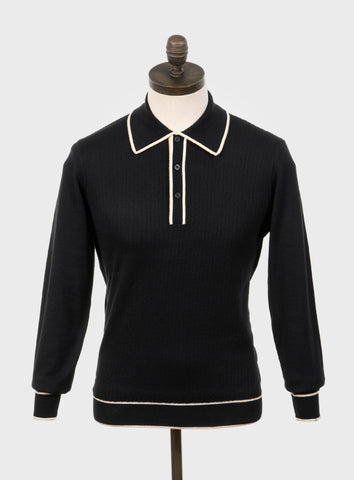 Isley Knitted Polo Shirt Black