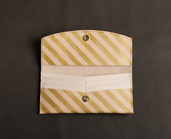 Leather Wallet in Gold Stripe