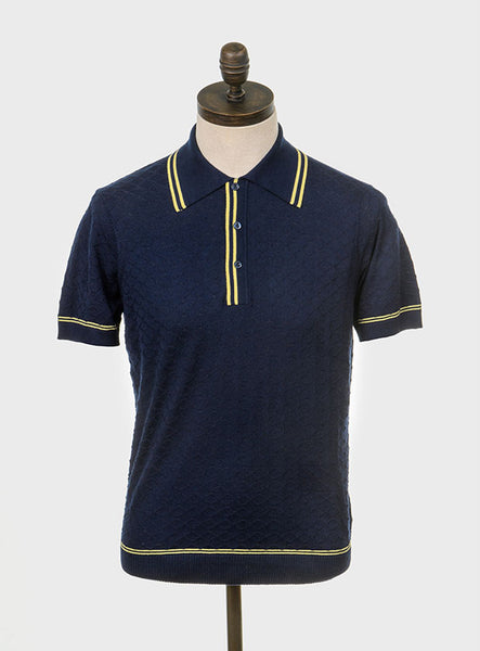 McGriff Knitted Polo Shirt Navy Blue