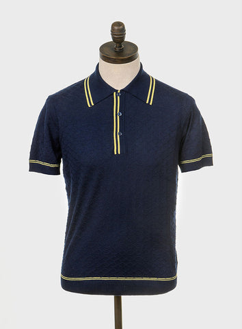 McGriff Knitted Polo Shirt Navy Blue