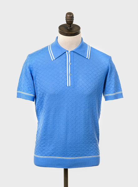 McGriff Knitted Polo Shirt Sky Blue