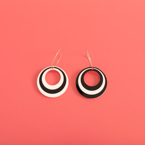 Mega Modtastic Hoop Earrings in Black & White