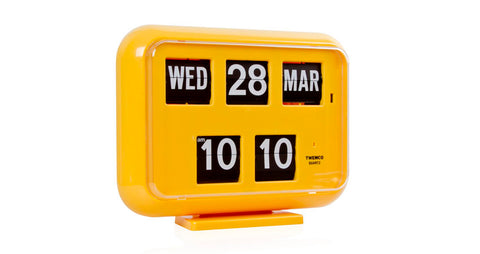 Retro Mod Calendar Wall/Desk Flip Clock Yellow