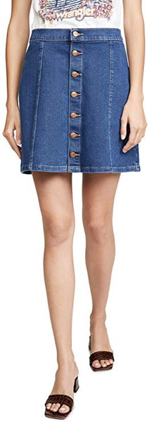 Button Front Mini Skirt Blue Jay