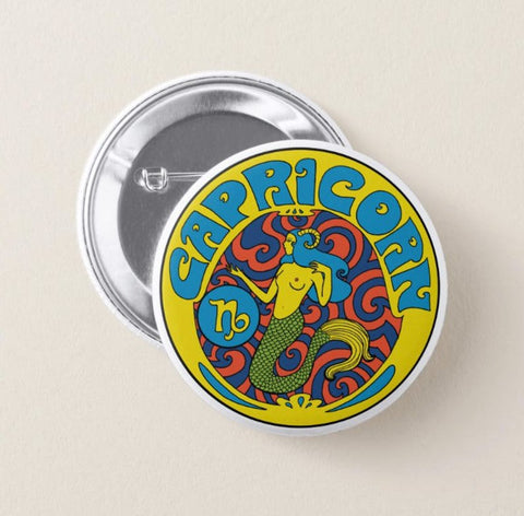 Capricorn Zodiac Button Pin