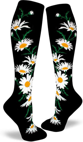 Crazy for Daisies Knee High Socks Black