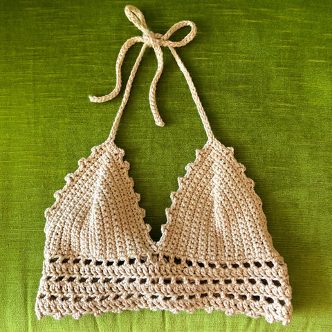 Tan Crochet Halter Top