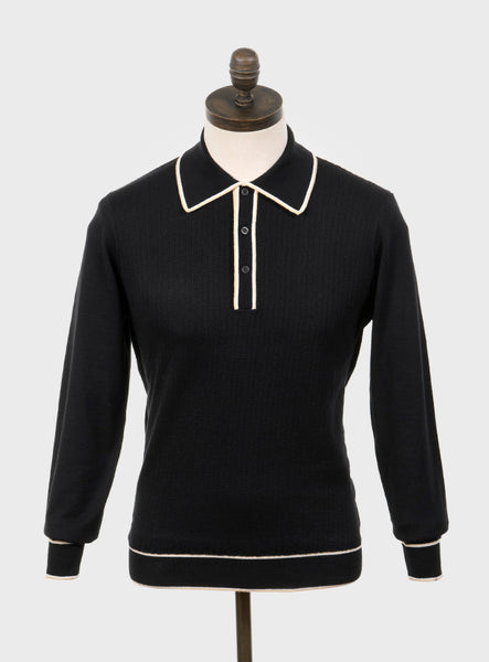 Isley Knitted Polo Shirt Black