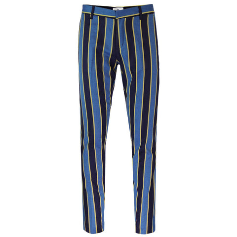 Offbeat Mod Slim Trousers Blue & Yellow