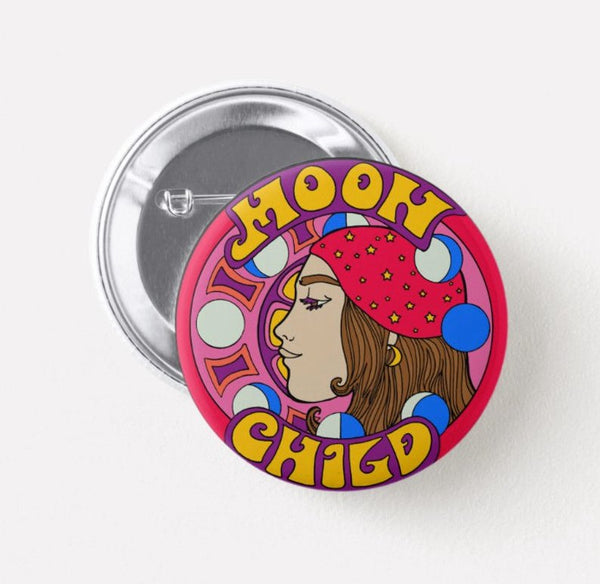 Moon Child Button Pin