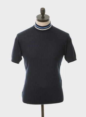 Nolan Navy Blue Shirt with Sky Blue & White Tipping