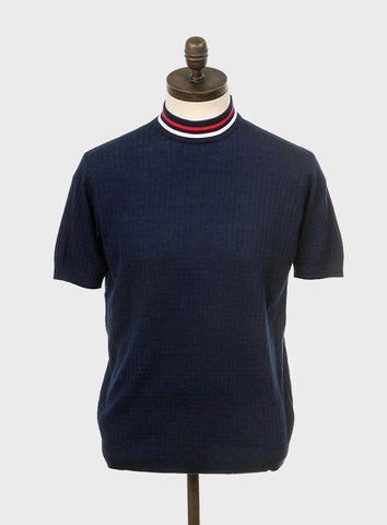 Nolan Navy Blue Shirt with Red & White Tipping