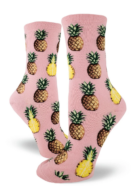 Pursuit of Pineapples Women's Crew Socks Petal Pink