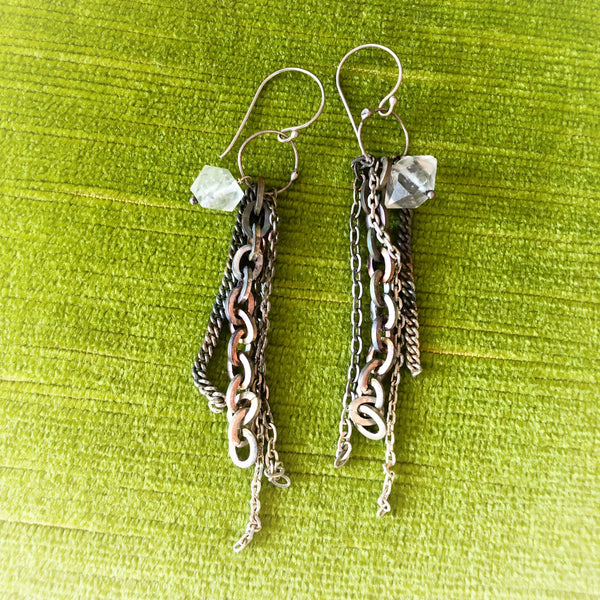 Sahlia Torched Silver and Quartz earrings