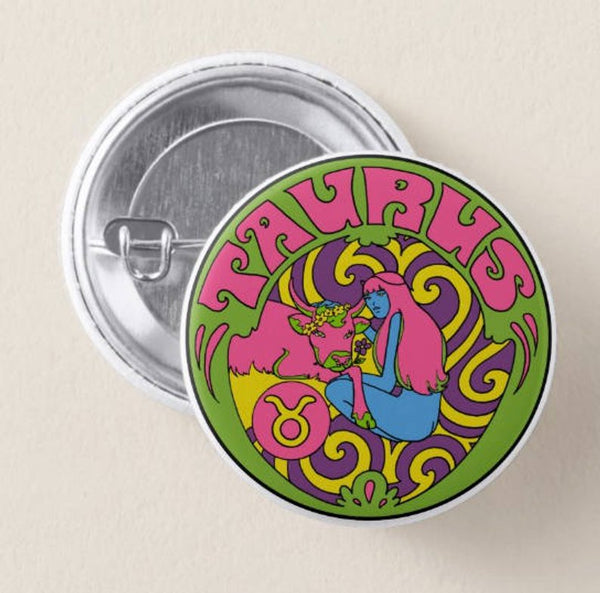 Taurus Zodiac Button Pin