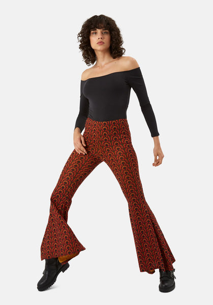 Flaunt and Flare Trousers in Red & Brown