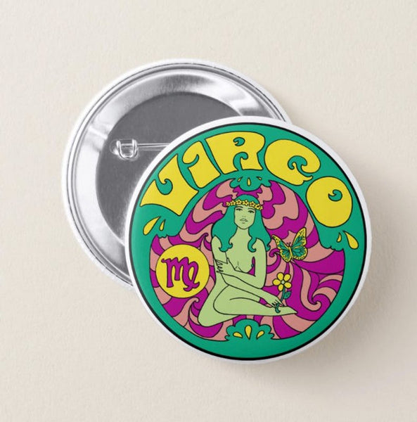 Virgo Zodiac Button Pin